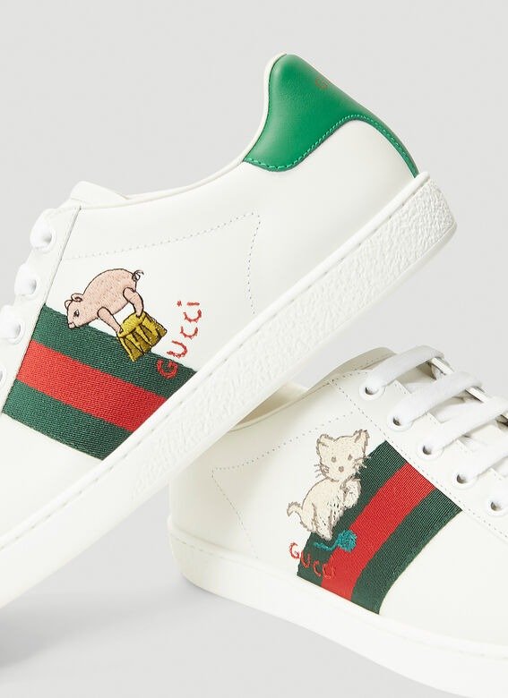 Embroidered Ace Sneakers in White