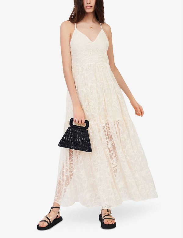 Roliana strappy embroidered-lace dress