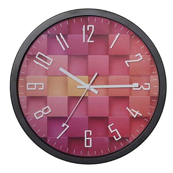 Wall Clock Decorative Living Room Fashion Mute 12 Inch Round Battery Operated Wall Clock (Red)