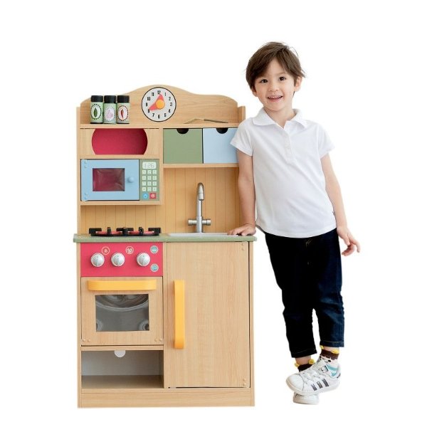 - Little Chef Florence Classic Play Kitchen - Wood Grain