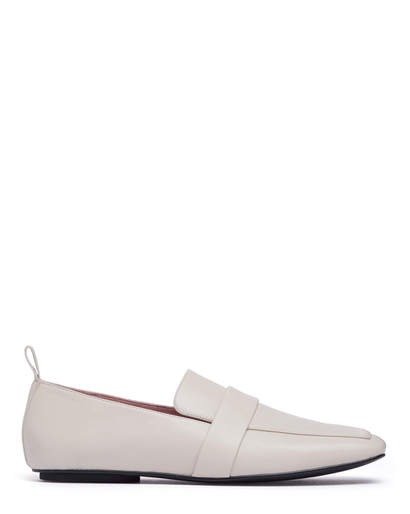 ADAM - SQUARE TOE LOAFERS OFF WHITE KID LEATHER