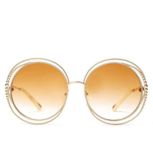 Carlina chain-frame oversized round sunglasses | Chloe | MATCHESFASHION.COM US