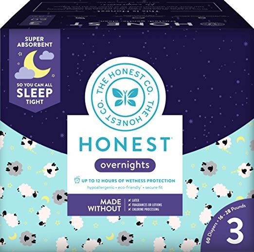 Overnight Sleepy Sheep Diapers, Size 3 | Eco-Friendly Bio-Based Core with Sustainably Harvested and Plant-Derived Materials | Hypoallergenic | 60 Count