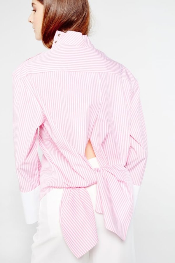Ouor Stripe Shirt With Cuff And Back Tie Detail