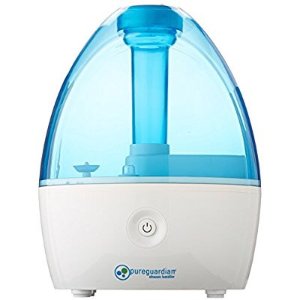 PureGuardian H910BL Ultrasonic Cool Mist Humidifier for Bedrooms, Babies Nursery, Quiet, Filter-Free, Up to 10 Hour Run Time, Treated Tank Surface Resists Mold, Pure Guardian Desktop @ Amazon