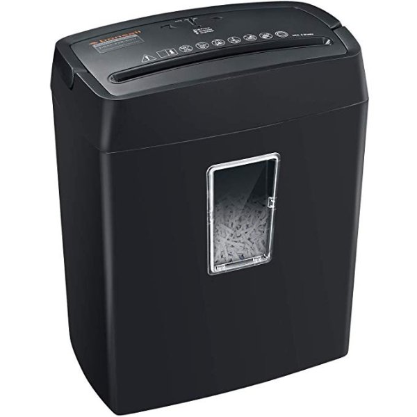 Bonsaii 6-Sheet Cross-Cut Paper Shredder, High-Security P4 Home Office Shredders with 3.5 Gallons Wastebasket Capacity and Large Transparent Window, Black (C204-C)