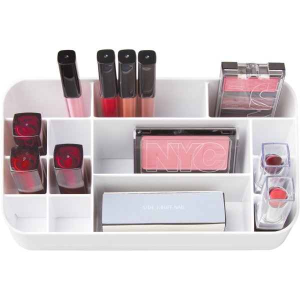 Clarity Cosmetic Organizer for Vanity Cabinet to Hold Makeup, Beauty Products, Lip Sticks, White