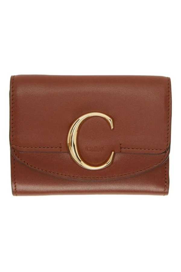 Brown Small 'Chloe C' Tri-Fold Wallet