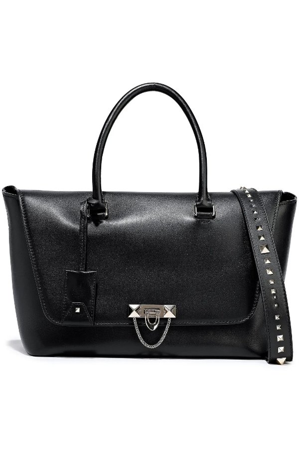 Demilune studded leather tote