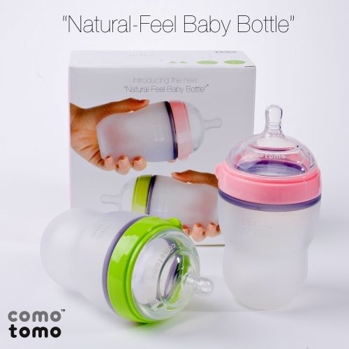 Baby Bottle, Green/Pink, 8 Ounce, 2 Count