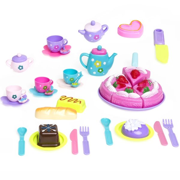 37-Piece Kids Pretend Kitchen Tea Party Play Set