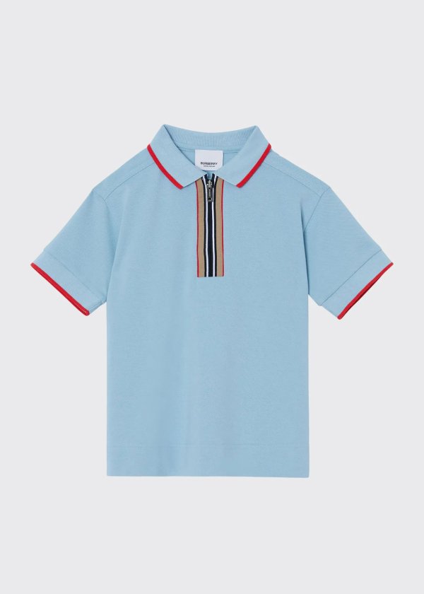 Boy's Samuel Icon Stripe Quarter-Zip Polo Shirt, Size 3-14