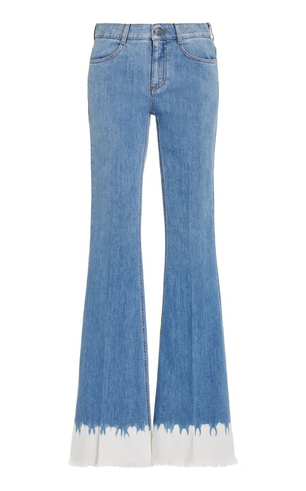 Dip-Dyed Stretch Mid-Rise 70's Flared Jeans