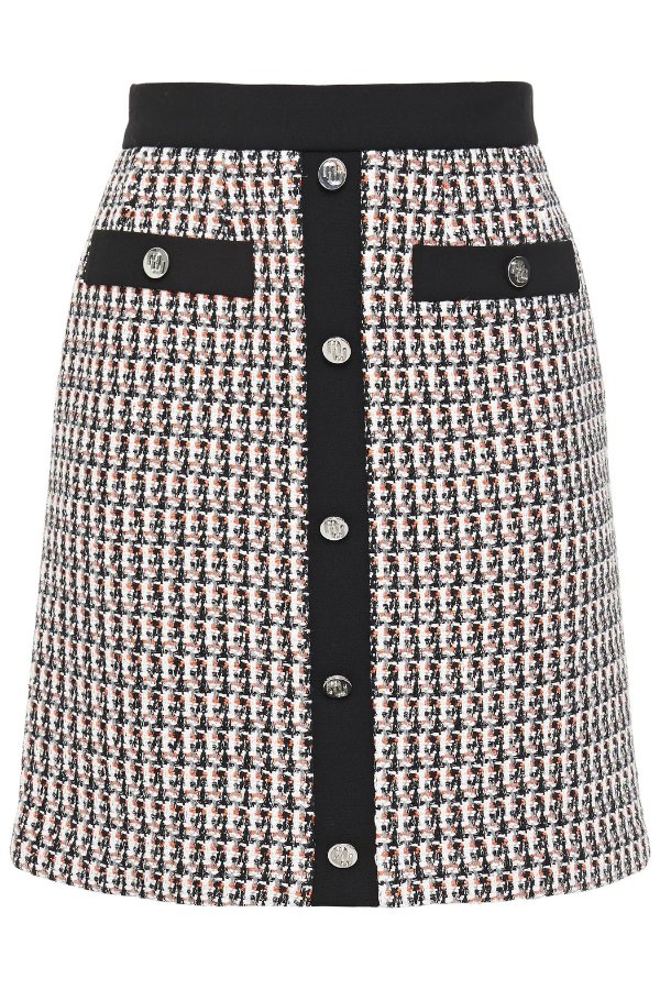 Jivi metallic cotton-blend tweed mini skirt