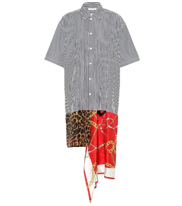 Scarf cotton and silk shirt dress