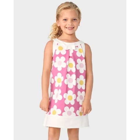 Girls Daisy Ponte Shift Dress - Spring Celebrations - in the pink