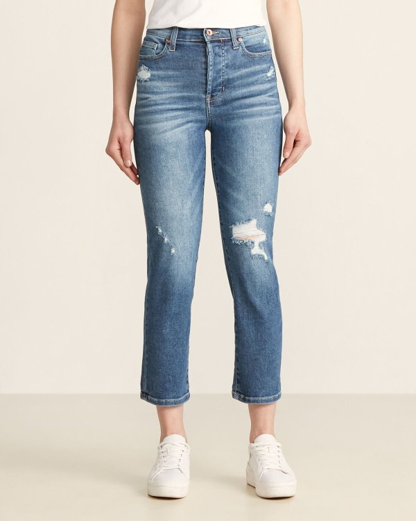 Magnitude High-Rise Straight Distress Jeans