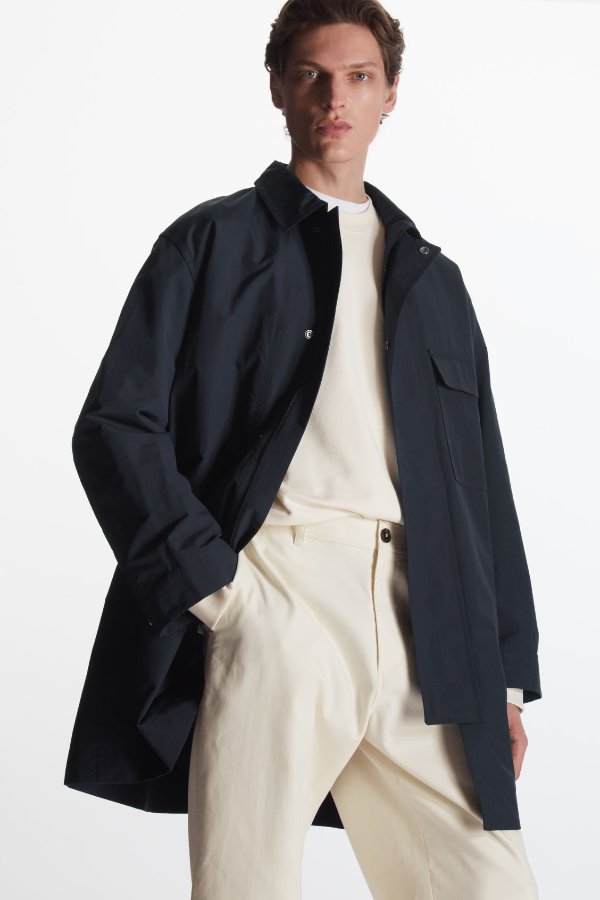 RELAXED-FIT CAR COAT - NAVY - Coats and Jackets - COS