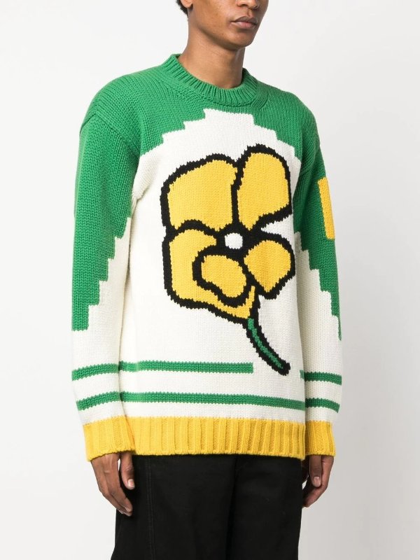 floral-print knit jumper