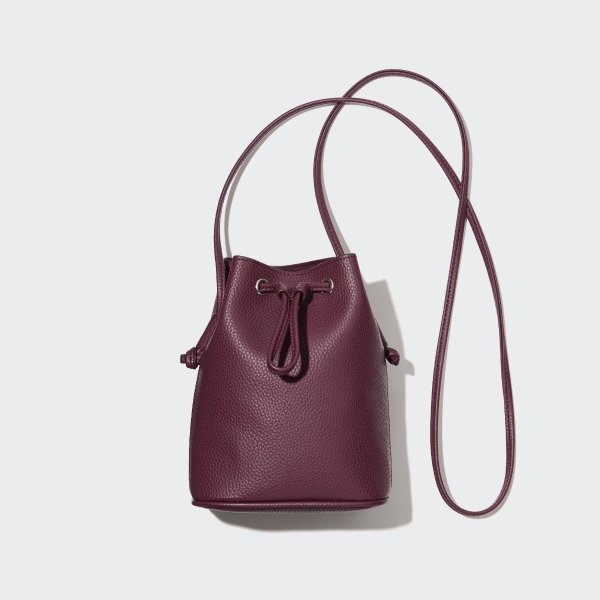 Faux-Leather Drawstring Mini Shoulder Bag