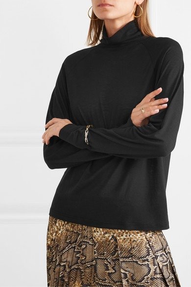Lyocell and wool-blend turtleneck sweater