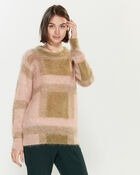 Geometric Mohair-Blend Long Sleeve Sweater
