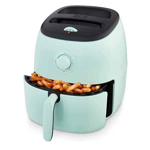 Tasti-Crisp™ Family Size Electric Air Fryer Cooker with Temperature Control, Non-Stick Fry Basket, Recipe Guide + Auto Shut Off Feature, 1700-Watt, 6Qt, Aqua