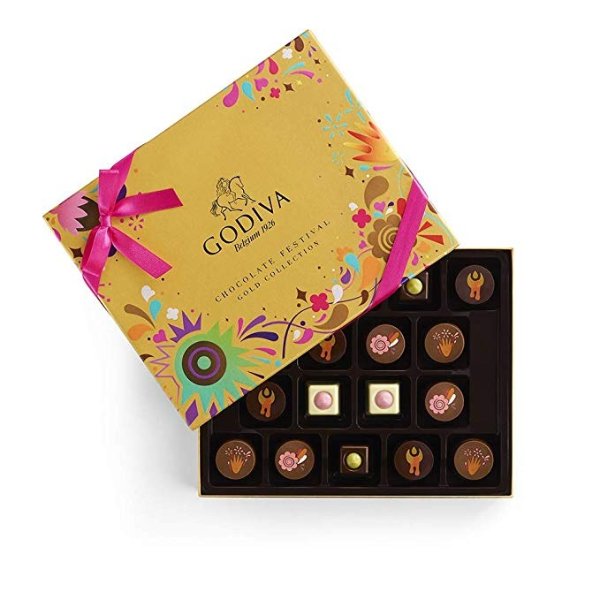 Assorted Chocolate Truffles Classic Gold Ballotin Gift Box, 18-Pieces, 4.3 Ounce