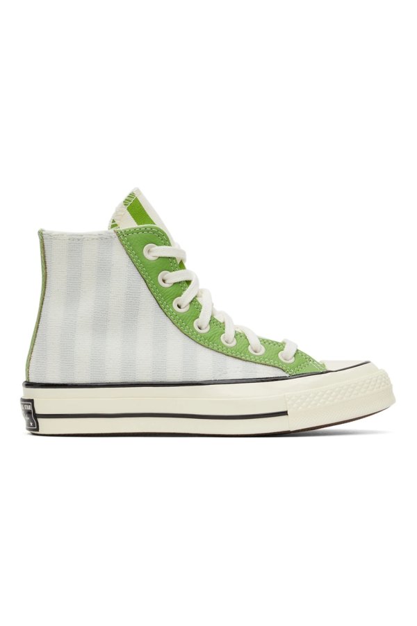 Green Chuck 70 Striped Terry Cloth High Top Sneakers
