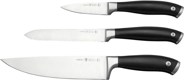 Forged Elite Razor-Sharp 3-Piece Kitchen Knife Set, Chef Knife, Paring Knife, Bread Knife, German Engineered Informed by 100+ Years of Mastery
