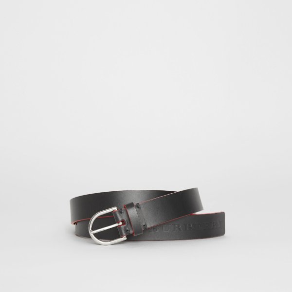 Contrast Edge Leather D-ring Belt