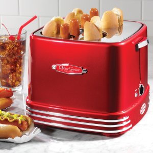 Nostalgia RHDT800RETRORED Retro Pop-Up Hot Dog Toaster,