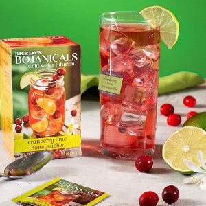 Bigelow Botanicals Cold Water Infusion Cranberry Lime Honeysuckle Tea Bags 18 Count Box (Pack of 1), Herbal Infusion, Caffeine Free, 18 Tea Bags Total