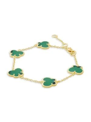 Butterfly 14K Goldplated & Emerald Bracelet