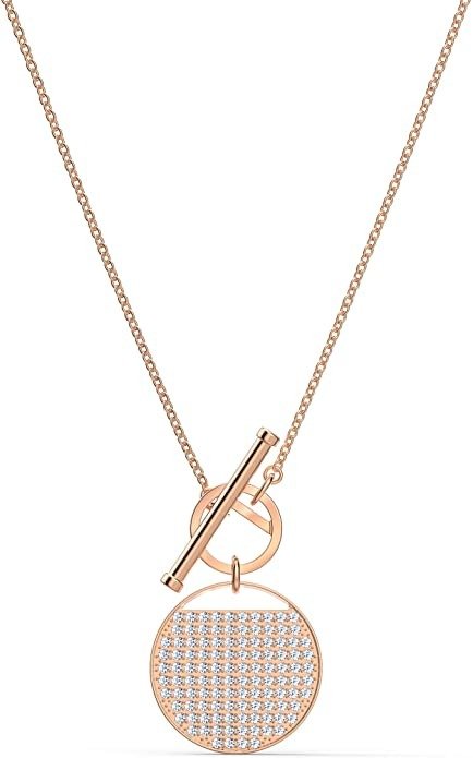 Ginger T Bar Necklace, Rose Gold Tone Finish, Clear Crystals