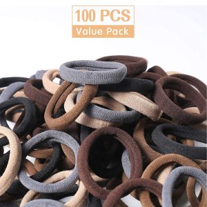 100PCS Black Hair Ties , Seamless Thick Black Hair Band