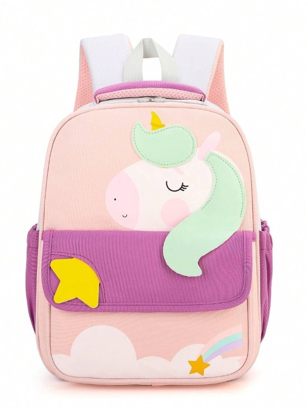 Girls' Unicorn Pink Backpack Cartoon Cute Kindergarten Backpack For 2-6 Years Old Girls, With Anti-Slip Buckle | SHEIN USA