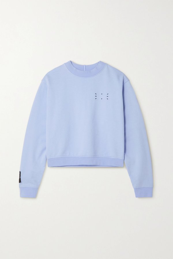 Icon cropped embroidered cotton-jersey sweatshirt