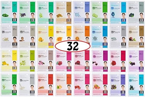 A+B Dermal Korea Collagen Essence Full Face Facial Mask Sheet 32 Full Color SET
