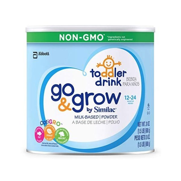 Go & Grow By Similac Non-GMO Milk Based Toddler Drink, Large Size Powder, 24 ounces (Pack of 6) (Packaging May Vary)
