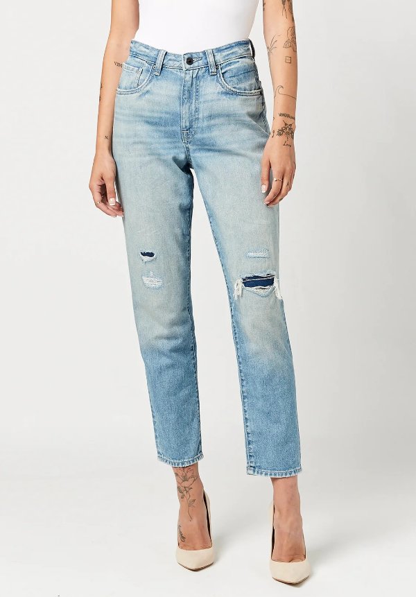 Margot Faded and Worn Mom Jeans - BL15729