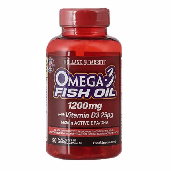 Omega 鱼油+维生素 D3 90粒 1200MG