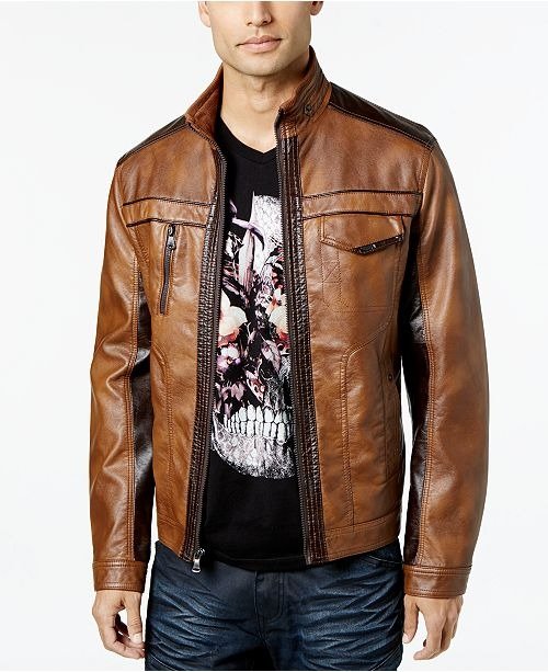 INC Men's Jones Two-Tone Faux-Leather Jacket, Created for Macy's