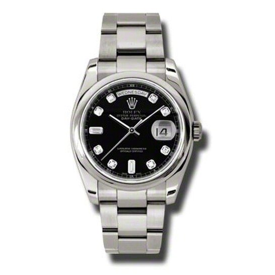 Day-Date Black Dial 18K White Gold Oyster Bracelet Automatic Men's Watch 118209BKDO