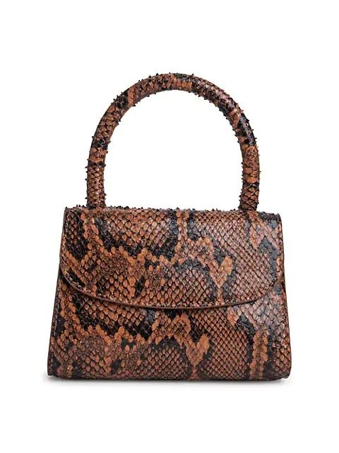 Mini Snake-Print Leather Top Handle Bag