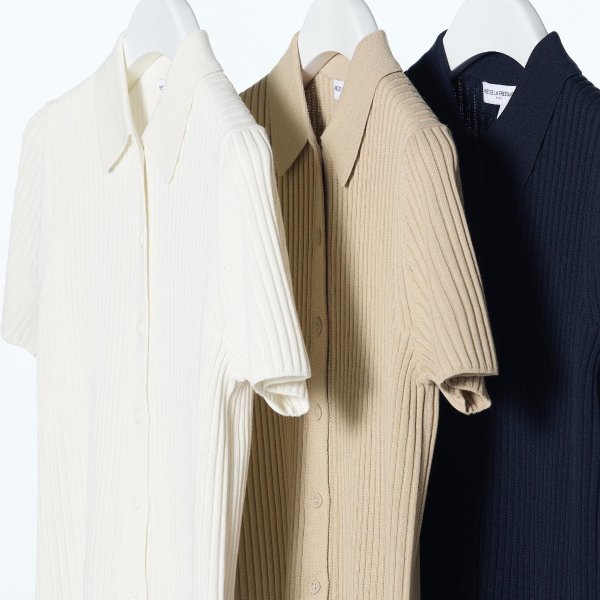 Ribbed Short-Sleeve Polo Cardigan | UNIQLO US