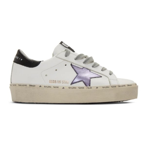 White & Purple Hi Star Sneakers