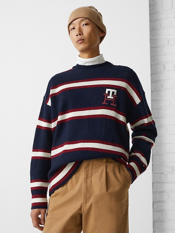 TH Monogram Stripe Wool Sweater | Tommy Hilfiger