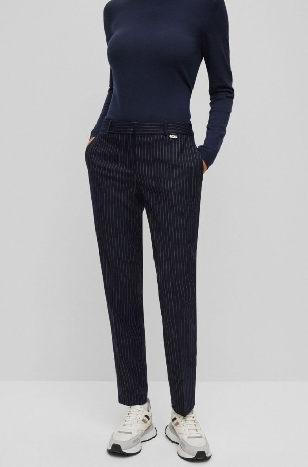 Regular-fit trousers in a pinstripe wool blend Regular-fit jacket in an Italian pinstripe wool blend by BOSS