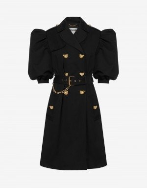 Teddy Buttons stretch gabardine trench coat - Coats & Jackets - Clothing - Women - Moschino | Moschino Official Online Shop